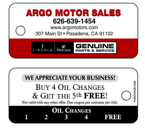 Punchablekeytags Oil Change Key Tags