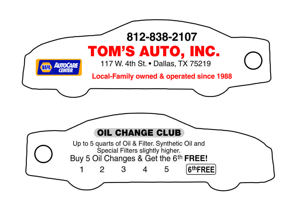 Punchable Key Tags Custom Auto Shape