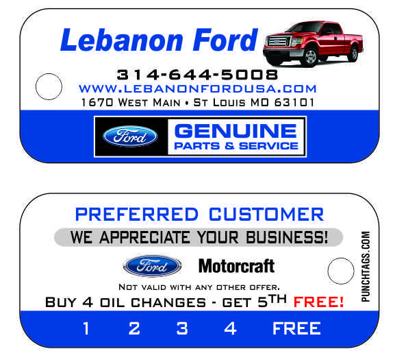 Oil Change Key Tags with Car Image